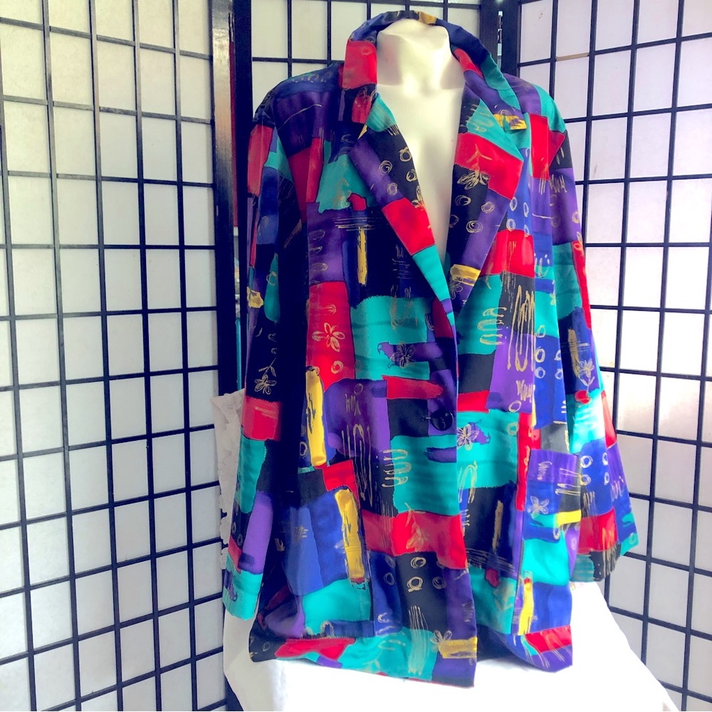Vintage blazer ladies  size 1x colorful jacket,